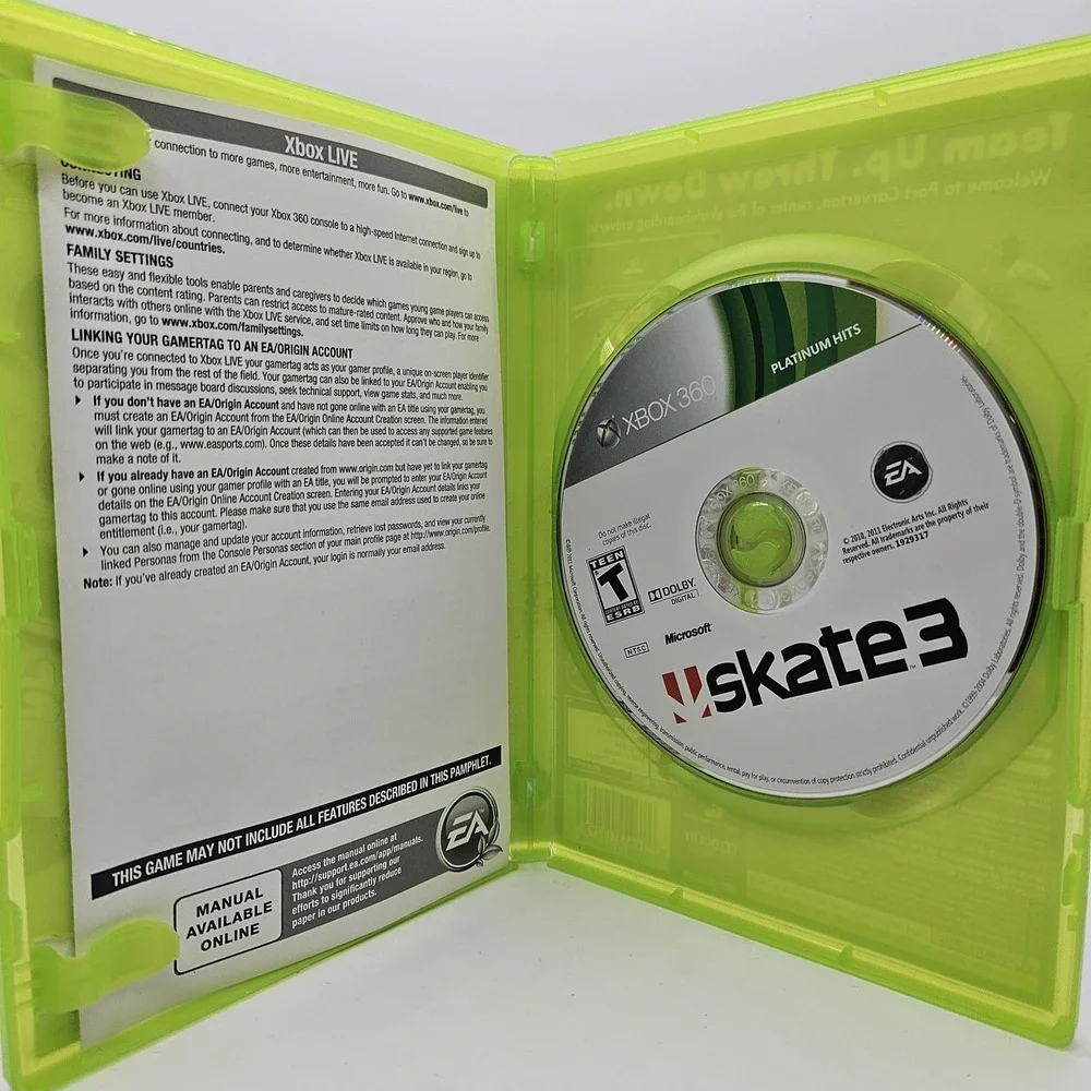 Skate 3 Xbox 360 Platinum Hits‎ CIB Complete EA Best Seller Skateboard